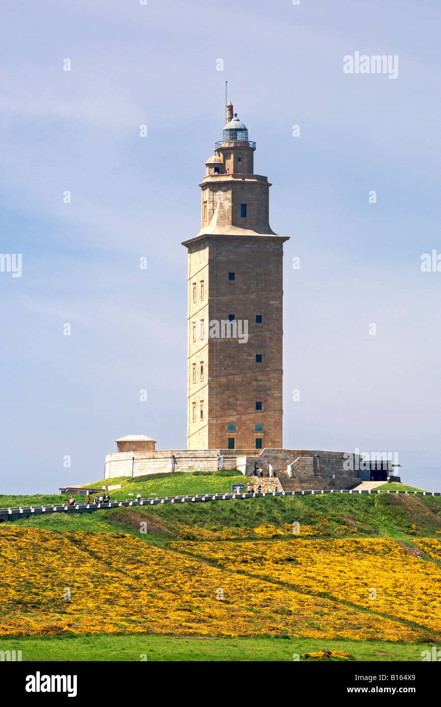 La Torre de Hercules à La Corogne en Galice, Espagne. Banque D'Images