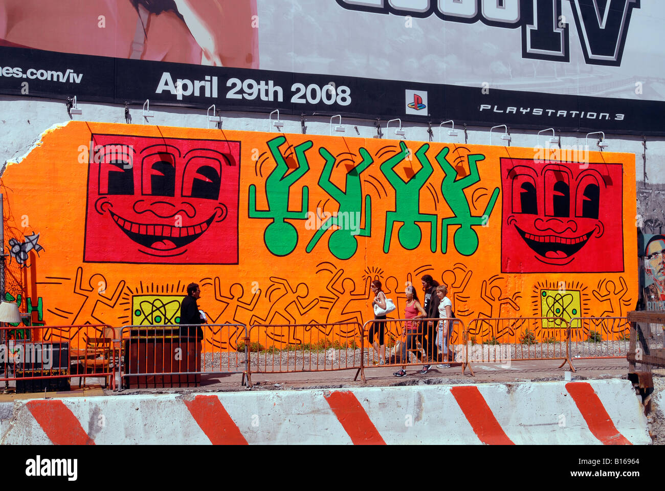 Une reconstitution de la célèbre Keith Haring Bowery et Houston street-mural Banque D'Images