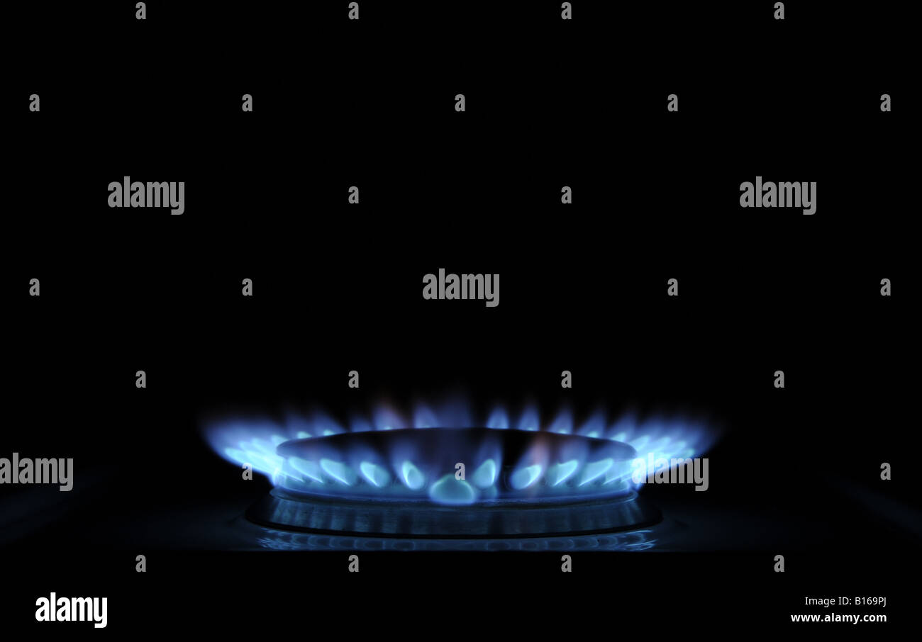 Une cuisinière à gaz de la combustion,UK Banque D'Images