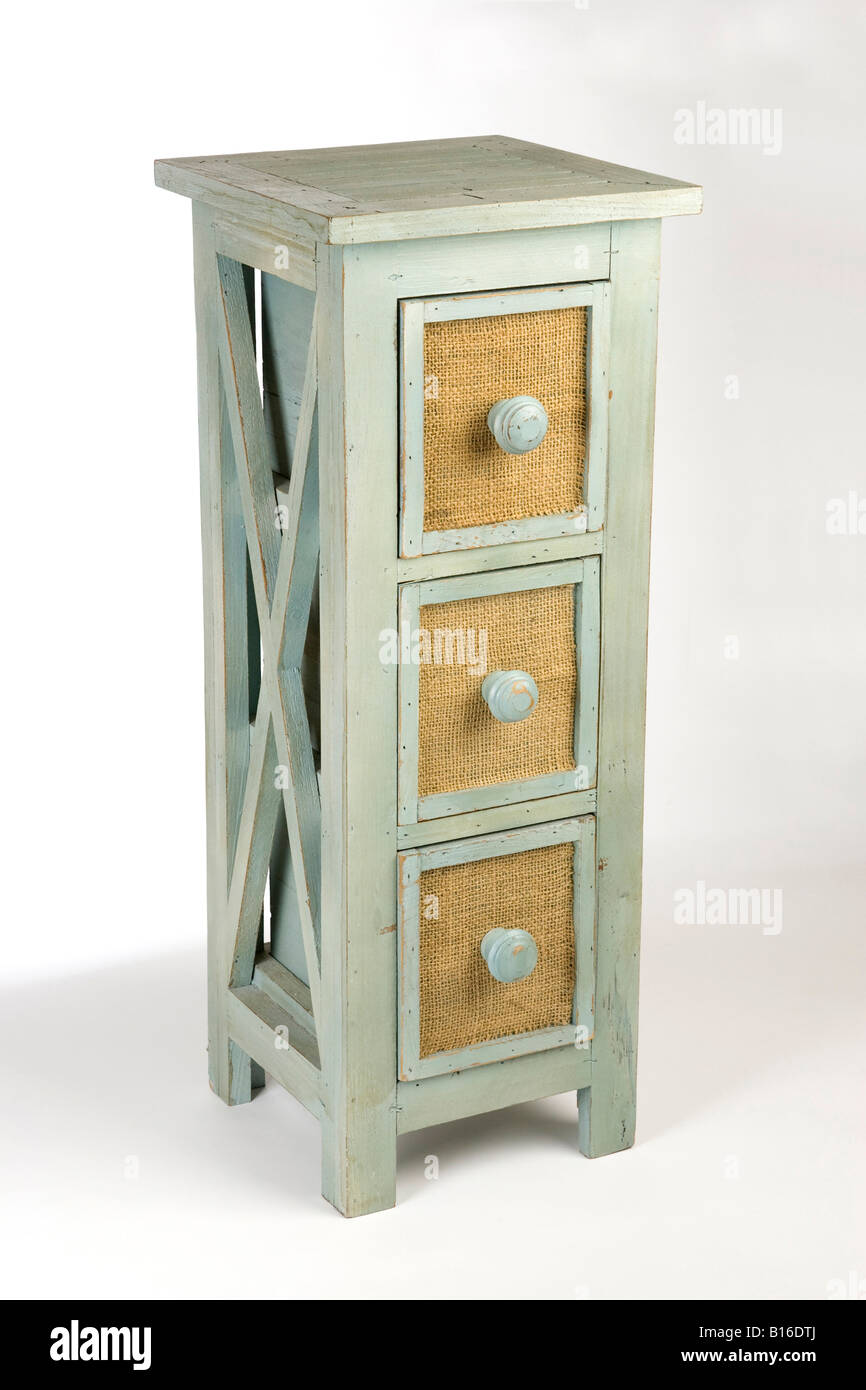3 tiroirs en bois traditionnel de l'unité de stockage Banque D'Images