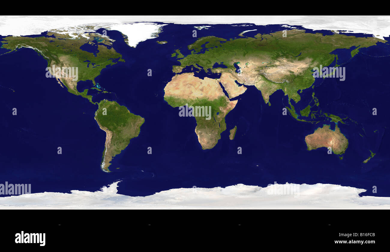 Carte physique du monde, ultrahigh résolution, le rendu de la topographie réelle Banque D'Images