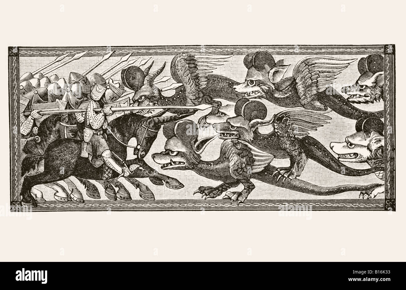 Comment Alexandre a combattu les Dragons avec des cornes de Sheeps sur leurs fronts. Banque D'Images