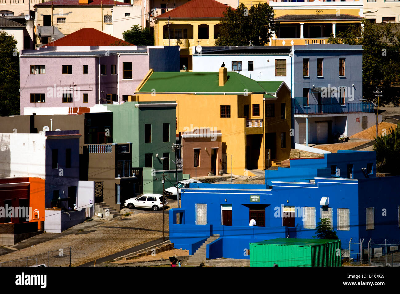 Maisons peintes dans Bo-Kaap district, Cape Town Banque D'Images