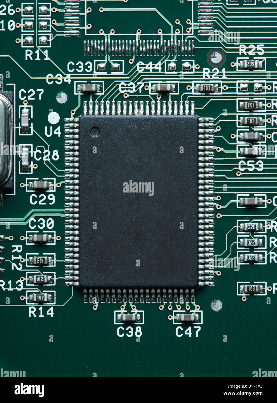 Puce électronique de la carte de circuits imprimés macro shot Banque D'Images