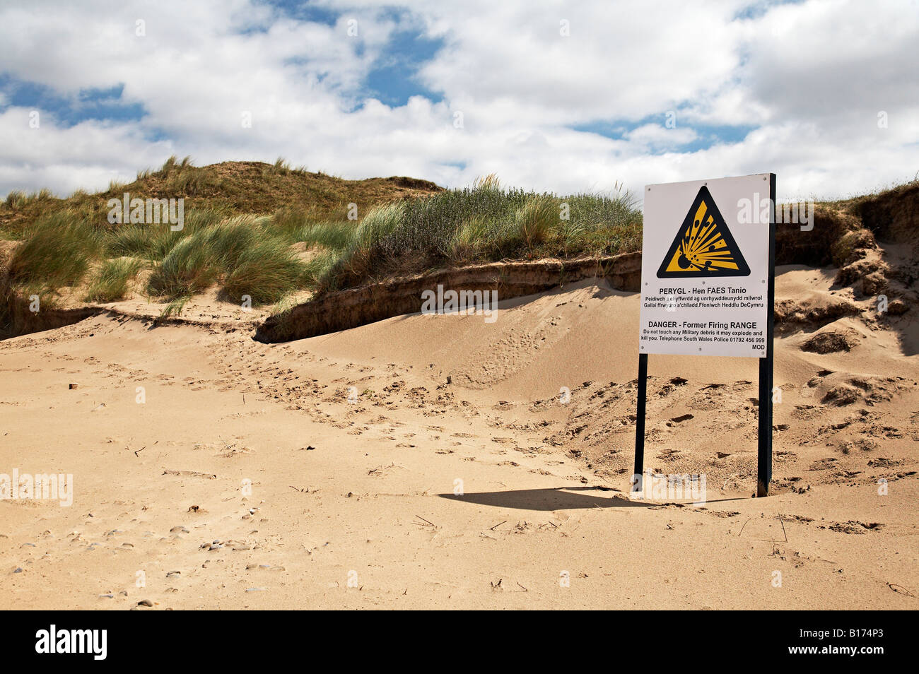 Panneau d'avertissement Whiteford Sands Gower Banque D'Images