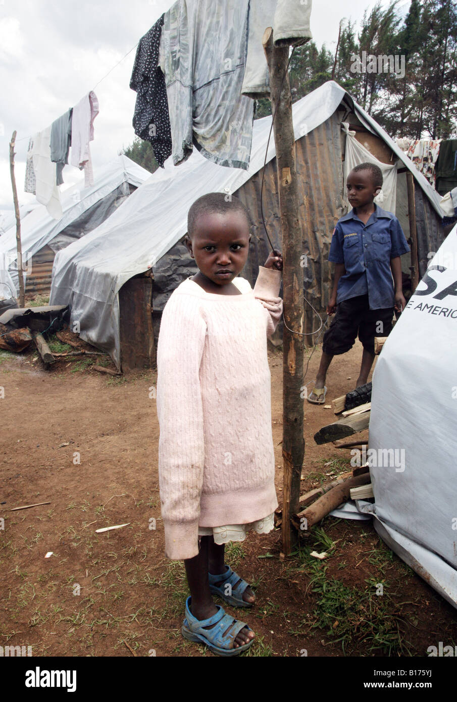Kenian réfugiée dans un camp de réfugiés pour l'IDP (personnes déplacées) à Burnt Forest/Kenya Banque D'Images