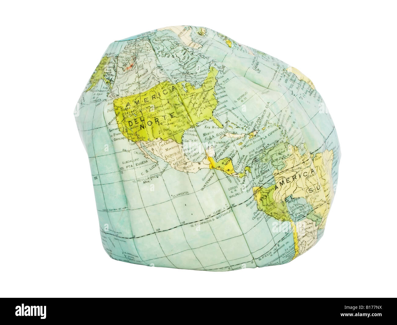 L'Amérique. Earth globe dégonflé. Les dommages causés à l'environnement. Banque D'Images