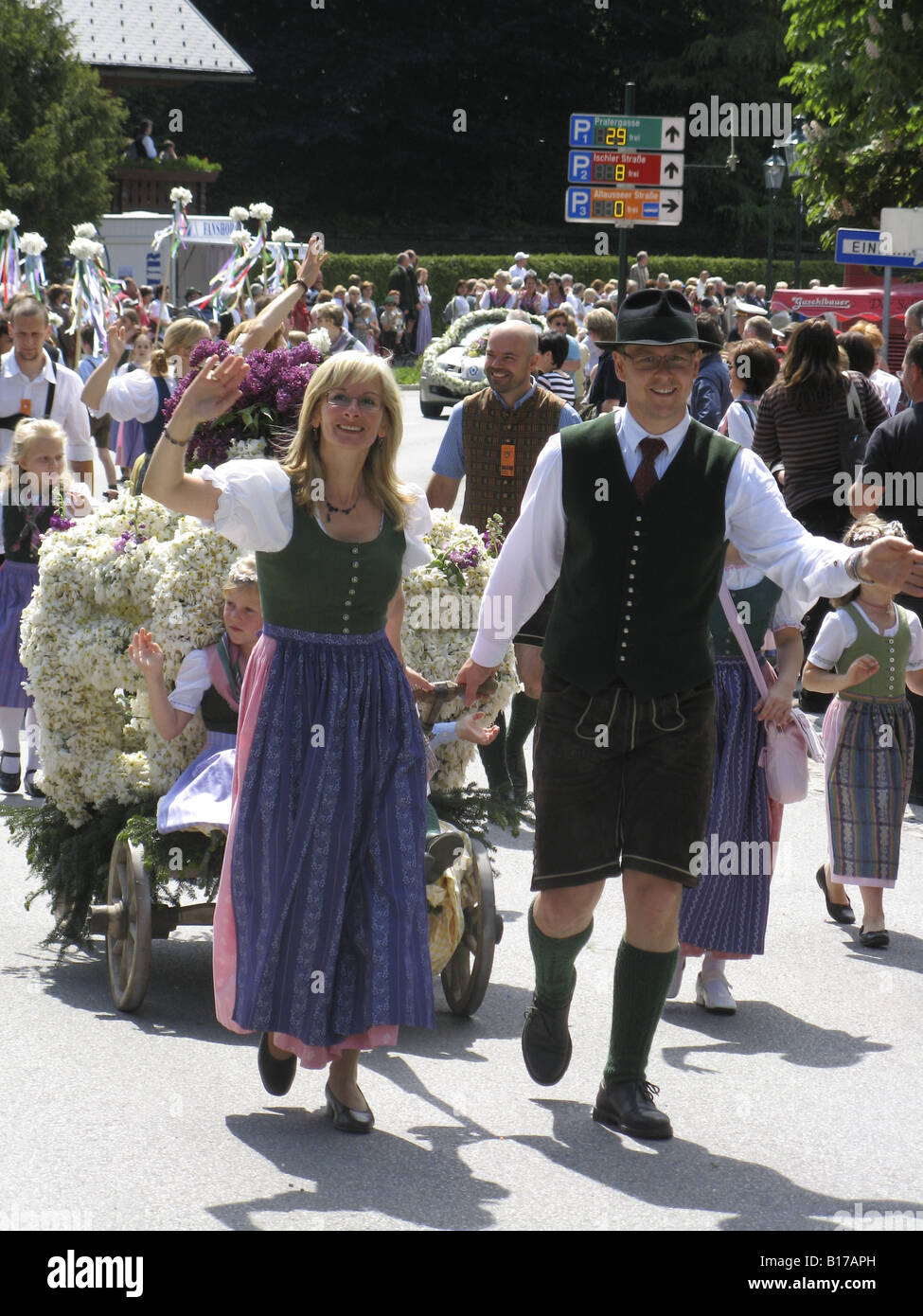 Narzissenfest au village Bad Aussee, Autriche, Europe. Photo par Willy Matheisl Banque D'Images