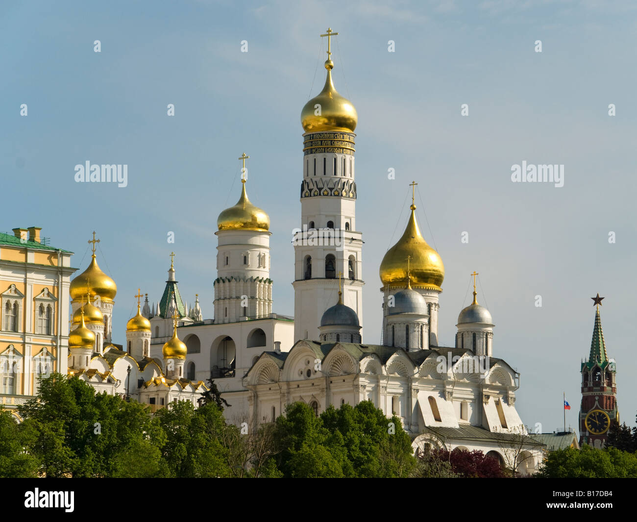 Tours de la cathédrale et de dômes, le Kremlin, Moscou, Russie Banque D'Images