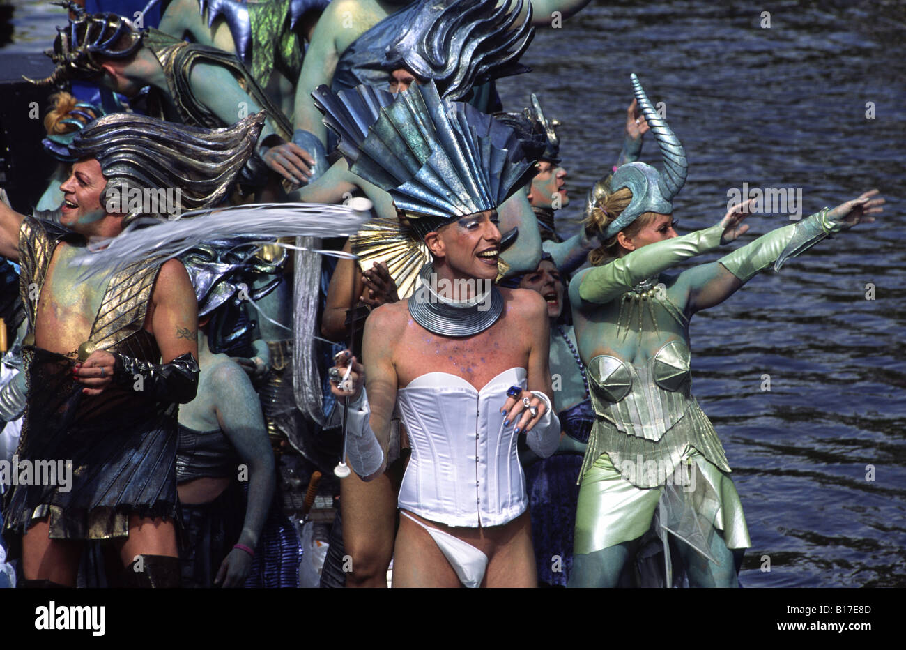 Gay Pride Parade 2005 Festival du canal. Amsterdam, Pays-Bas. Banque D'Images