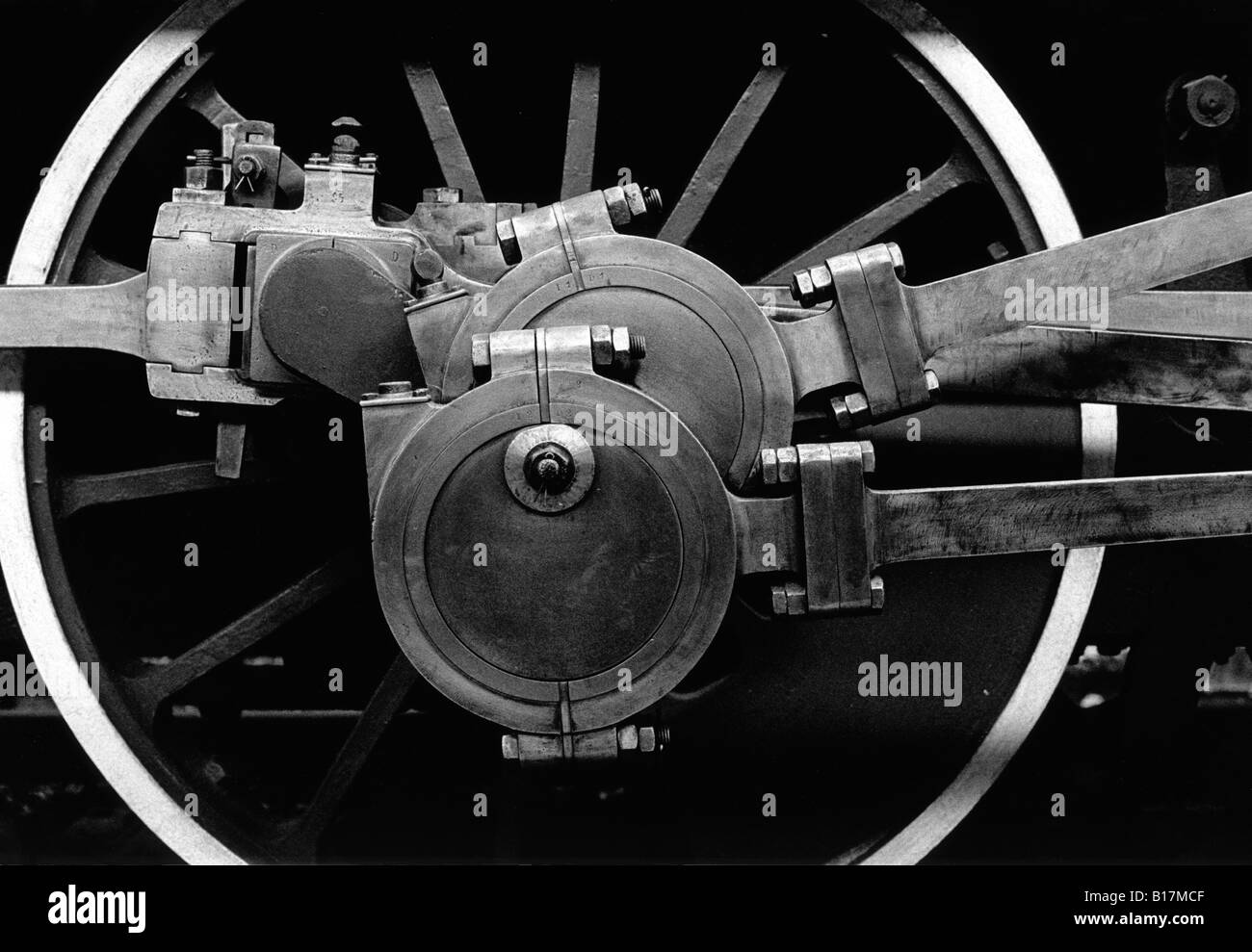 Les excentriques de soupapes d'une locomotive à vapeur Banque D'Images