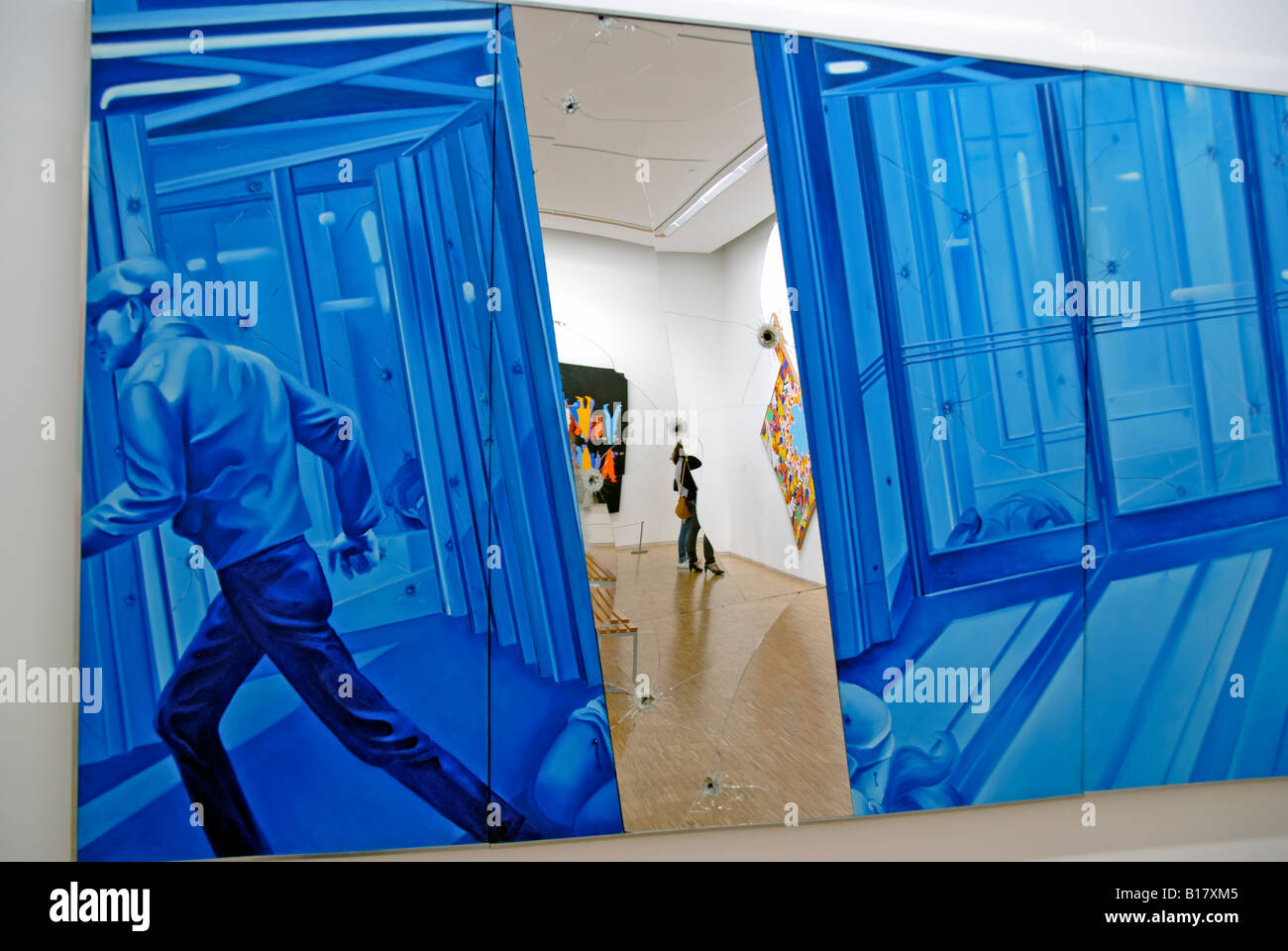Paris, France, la peinture moderne française 'Intérieur' Centre George Pompidou, Beaubourg, artiste Crédit : 'J Monory' 'Meutre' Art Gallery, prix Banque D'Images