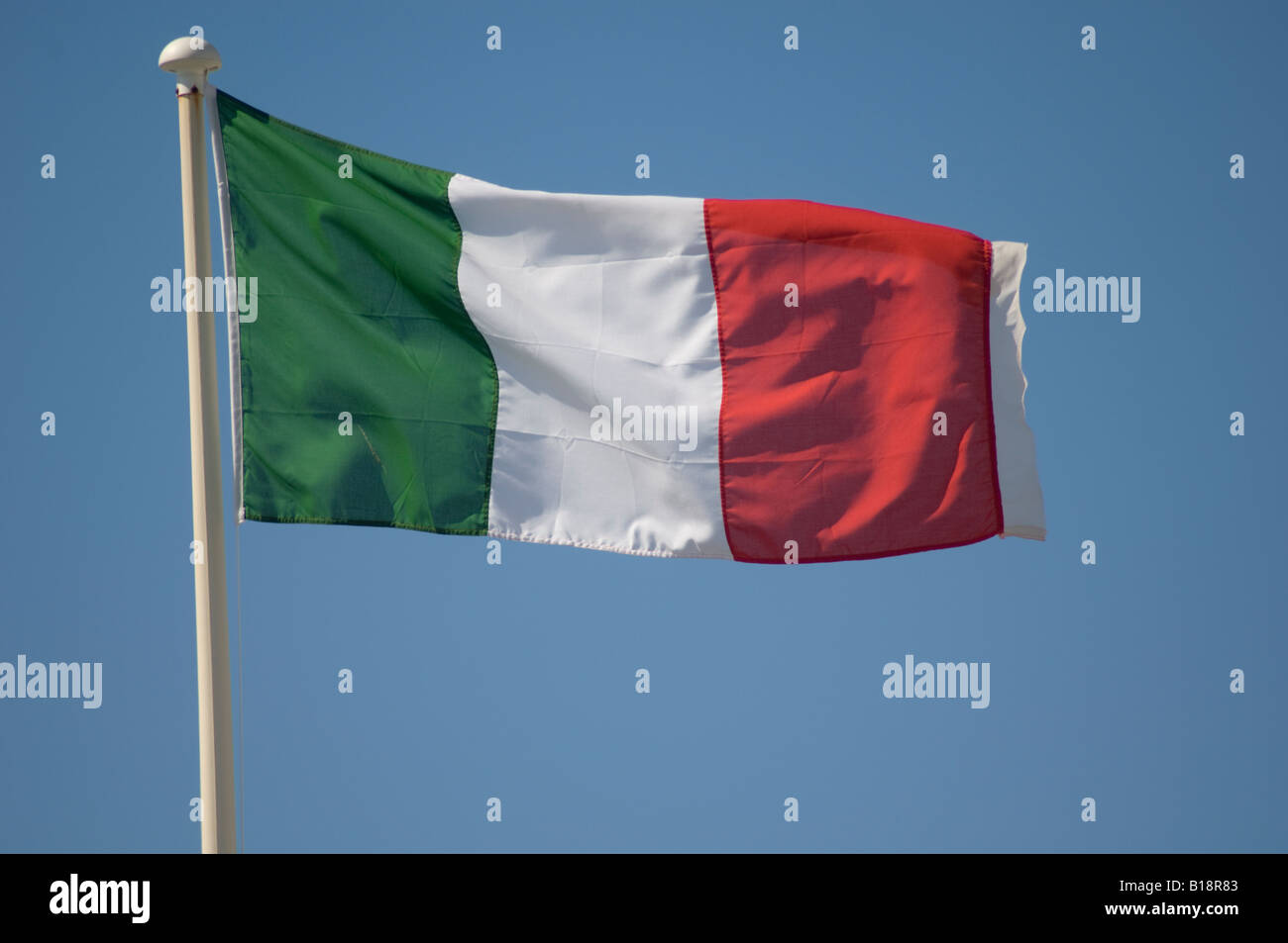 Bannière italienne - drapeau vert blanc et rouge à rayures verticales Banque D'Images