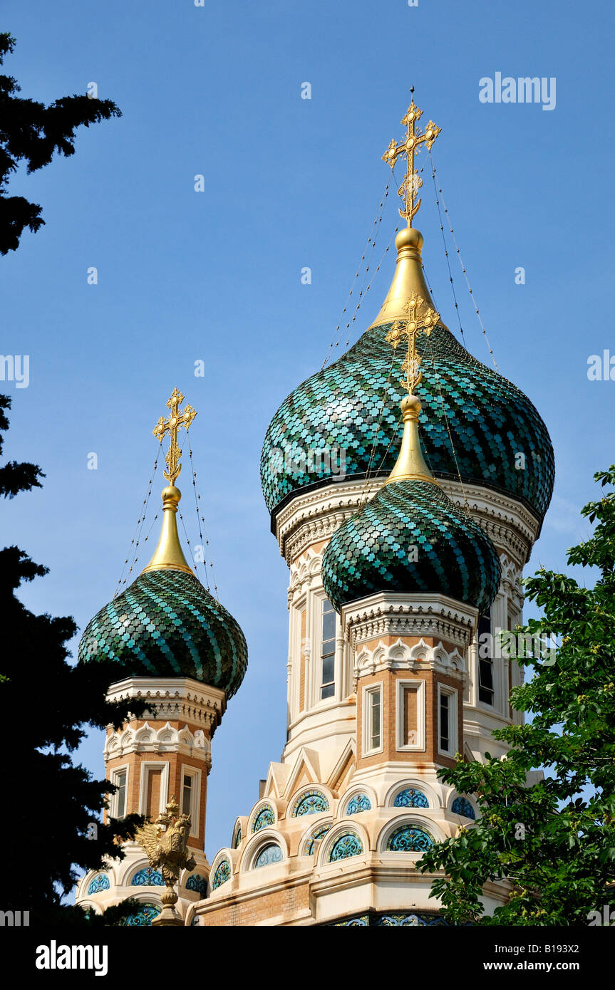Cathédrale Orthodoxe Russe Saint-nicolas de Nice en France pour un usage éditorial uniquement Banque D'Images