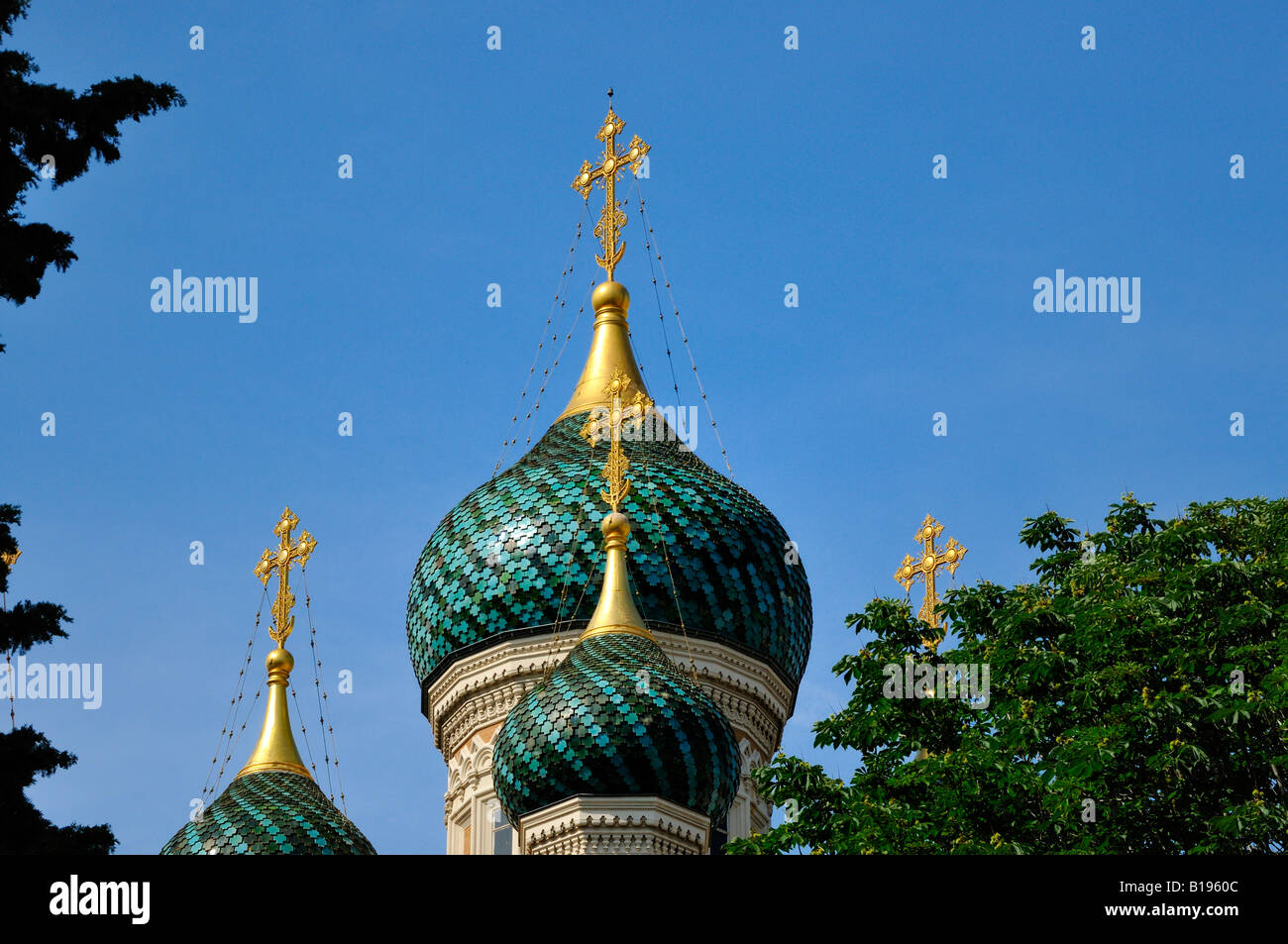 Cathédrale Orthodoxe Russe Saint-nicolas de Nice en France pour un usage éditorial uniquement Banque D'Images
