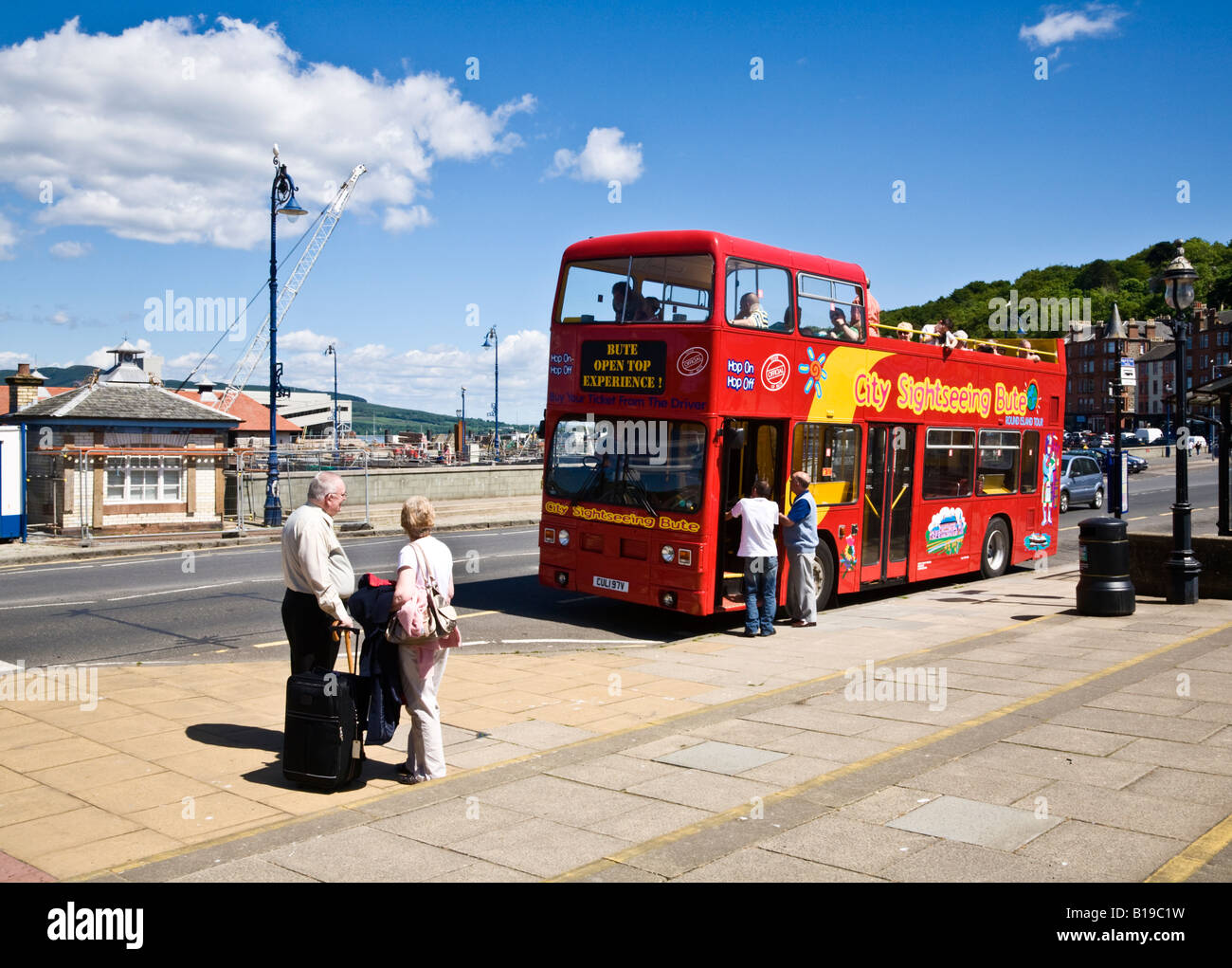 Île de Bute ouvrir en tête double decker bus Rothesay visite guidée d'ARGYLL & BUTE Ecosse Banque D'Images