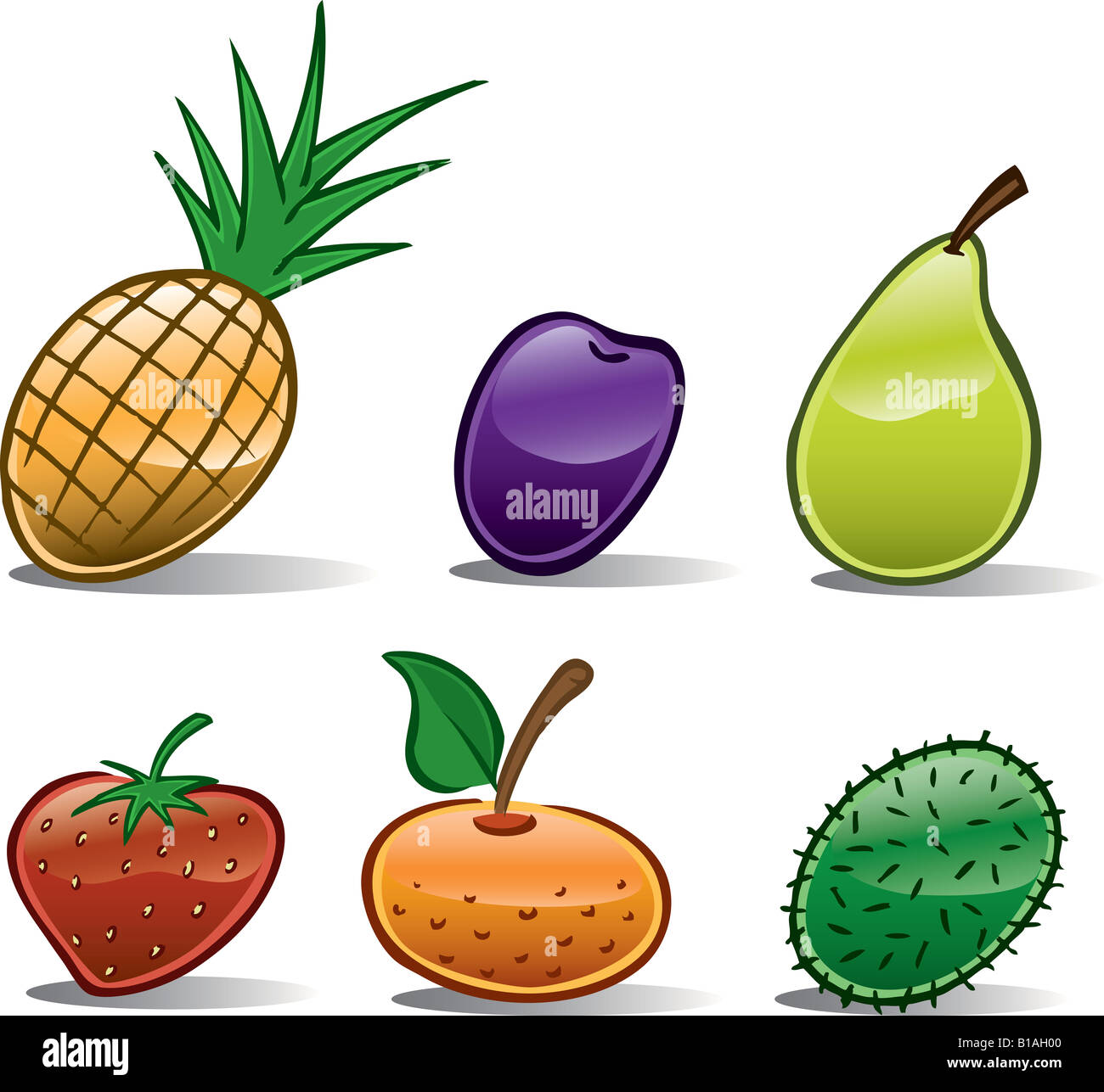 Fruits simples icônes # 2 Banque D'Images