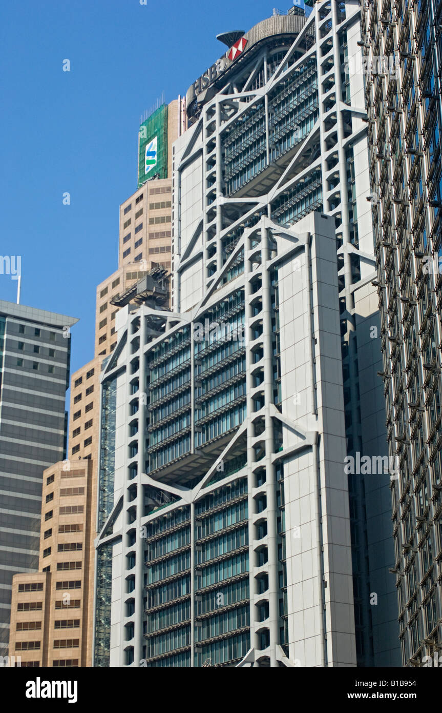 Bâtiment principal de la HSBC. L'île de Hong Kong, Chine. Banque D'Images