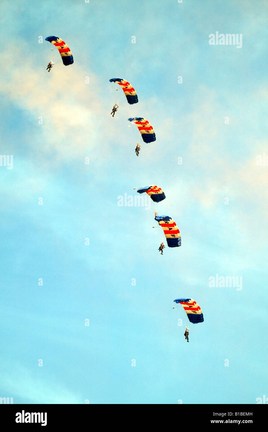 L'équipe de démonstration de parachutisme Falcons RAF à Biggin Hill International Air Fair 2008 Banque D'Images