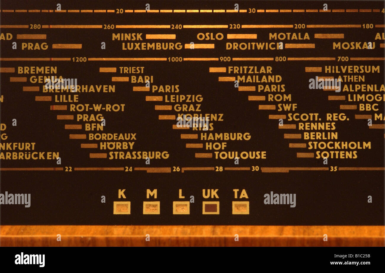 Diffusion, radio, ensembles radio, modules, tuner, détail, échelle, Allemagne, 1952, Banque D'Images