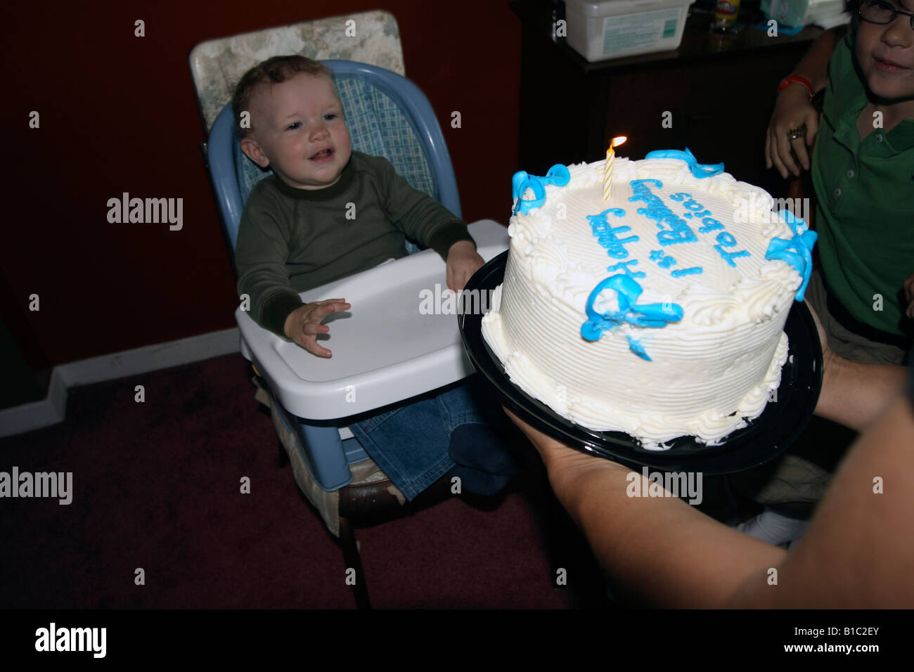 Un an du gâteau d'anniversaire enfant Banque D'Images