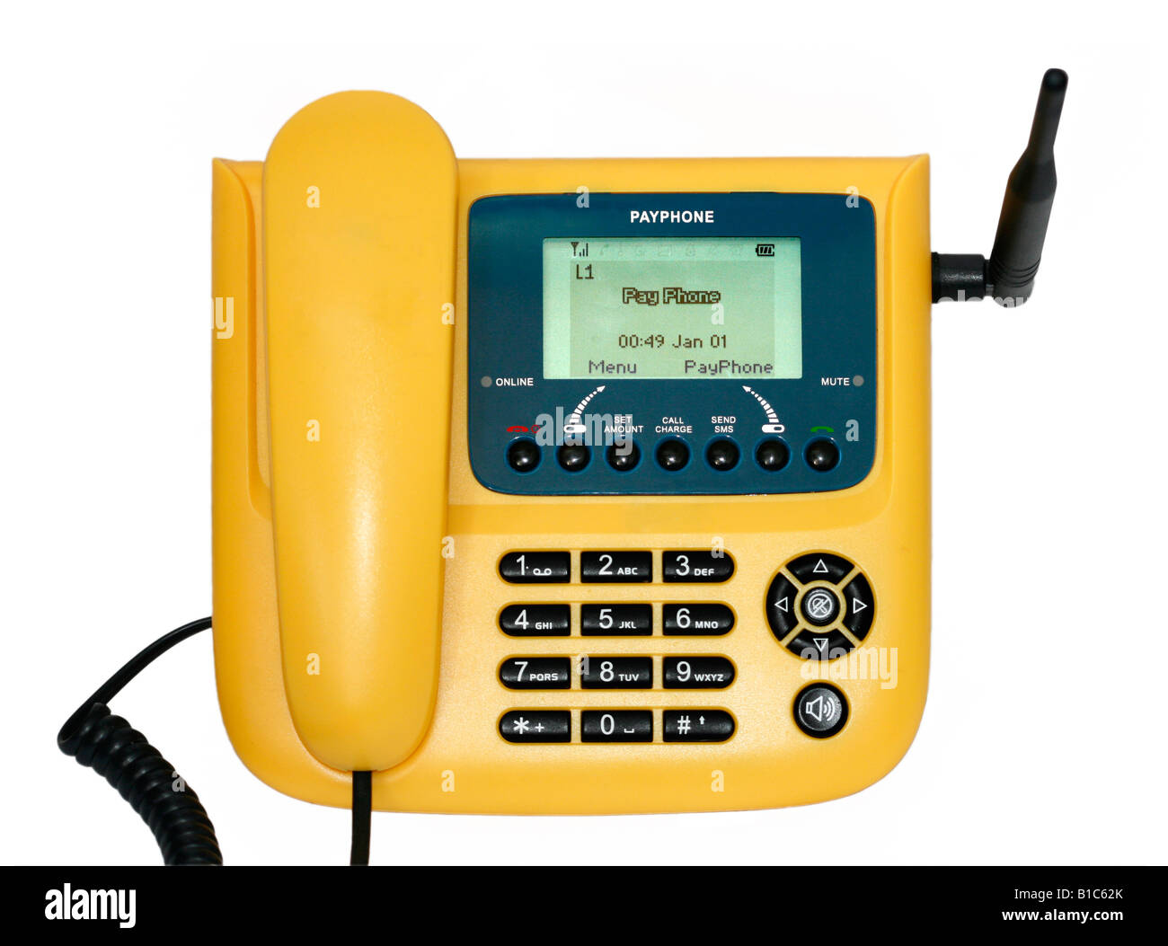 Téléphone sans fil comme une cabine téléphonique sur un réseau de téléphonie mobile dans les pays en développement Banque D'Images