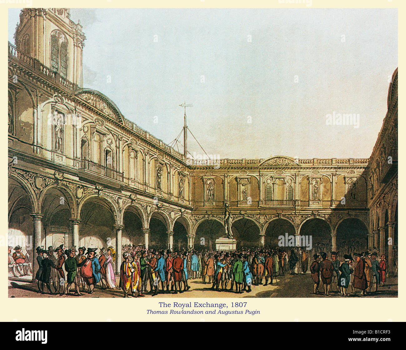 Le Royal Exchange 1807 qui était de 1669 à 1844 du microcosme de Londres par Rowlandson et Pugin Banque D'Images
