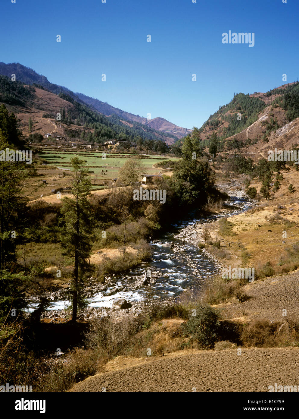 Bhoutan Chendebji Nikka Chhu river district Banque D'Images