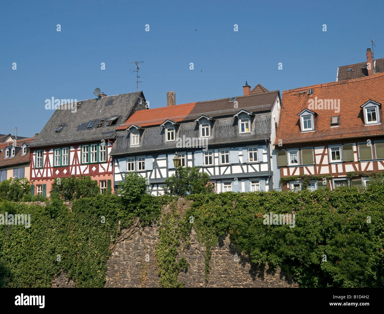 Maisons à colombages dans la vieille ville de Francfort Höchst Höchst Hoechst Burggraben à Frankfurt am Main Allemagne Hesse Banque D'Images