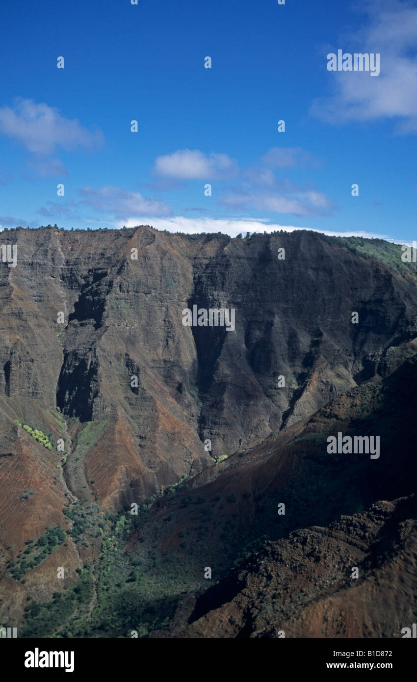 Waimea Canyon, Kauai, à partir de l'air Banque D'Images