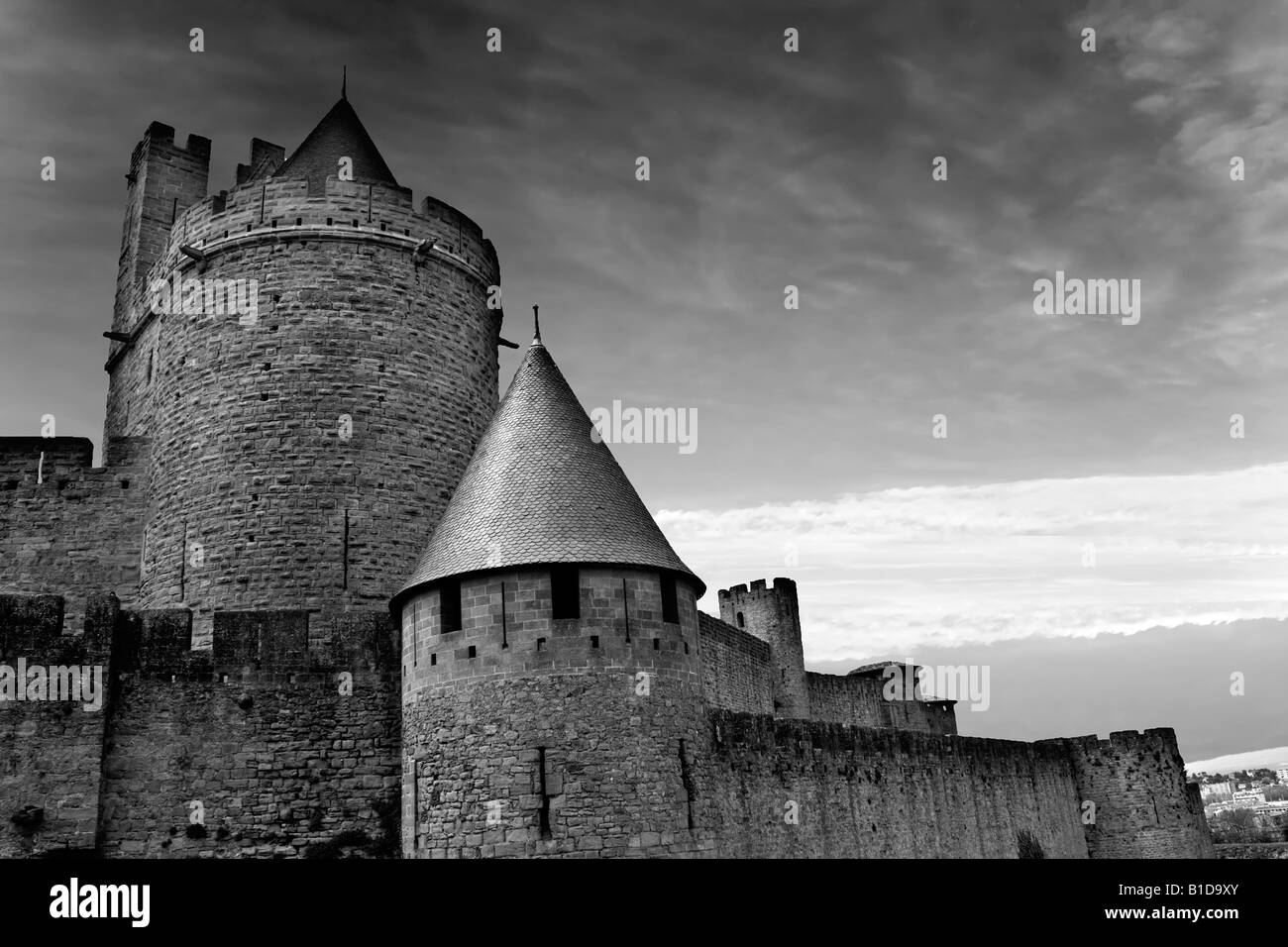 FRANCE, Carcassonne. En France Carcassonne château médiéval fortifié Banque D'Images