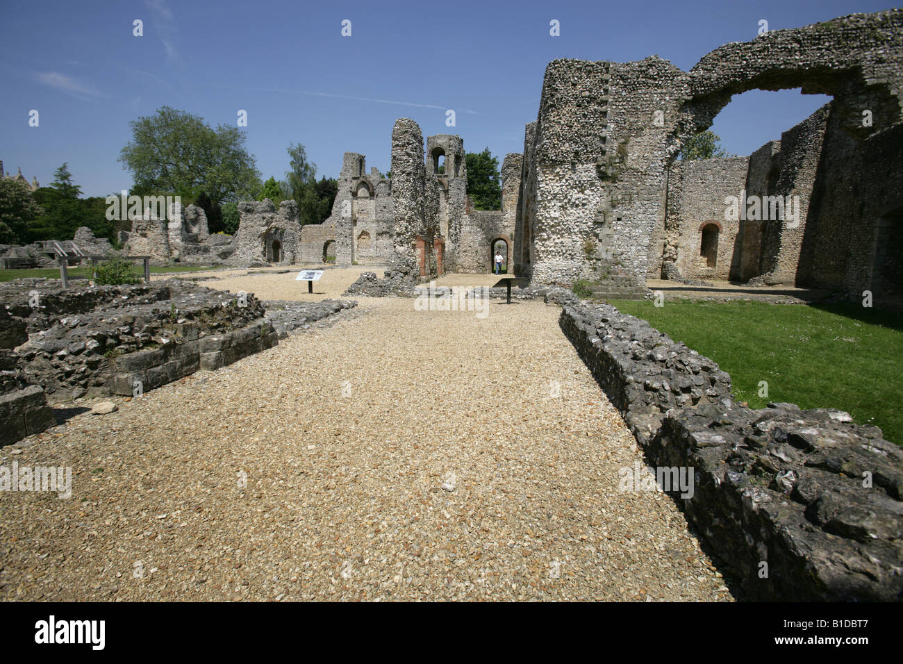 Ville de Winchester, en Angleterre. Les ruines de restes de Wolvesey Castle qui est l'ancienne résidence des évêques de Winchester. Banque D'Images