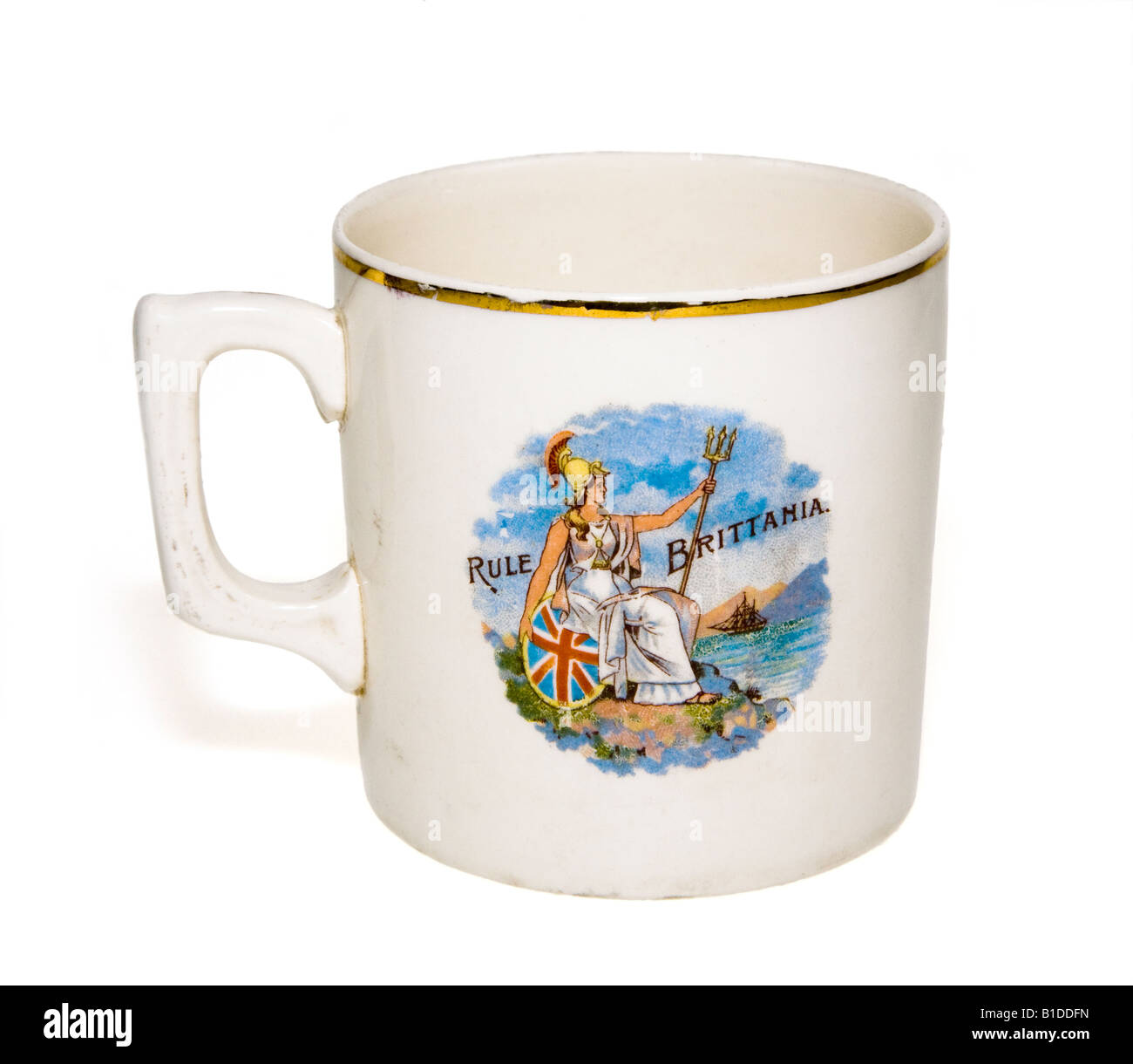 Rule Britannia peint sur un mug Bretagne Banque D'Images