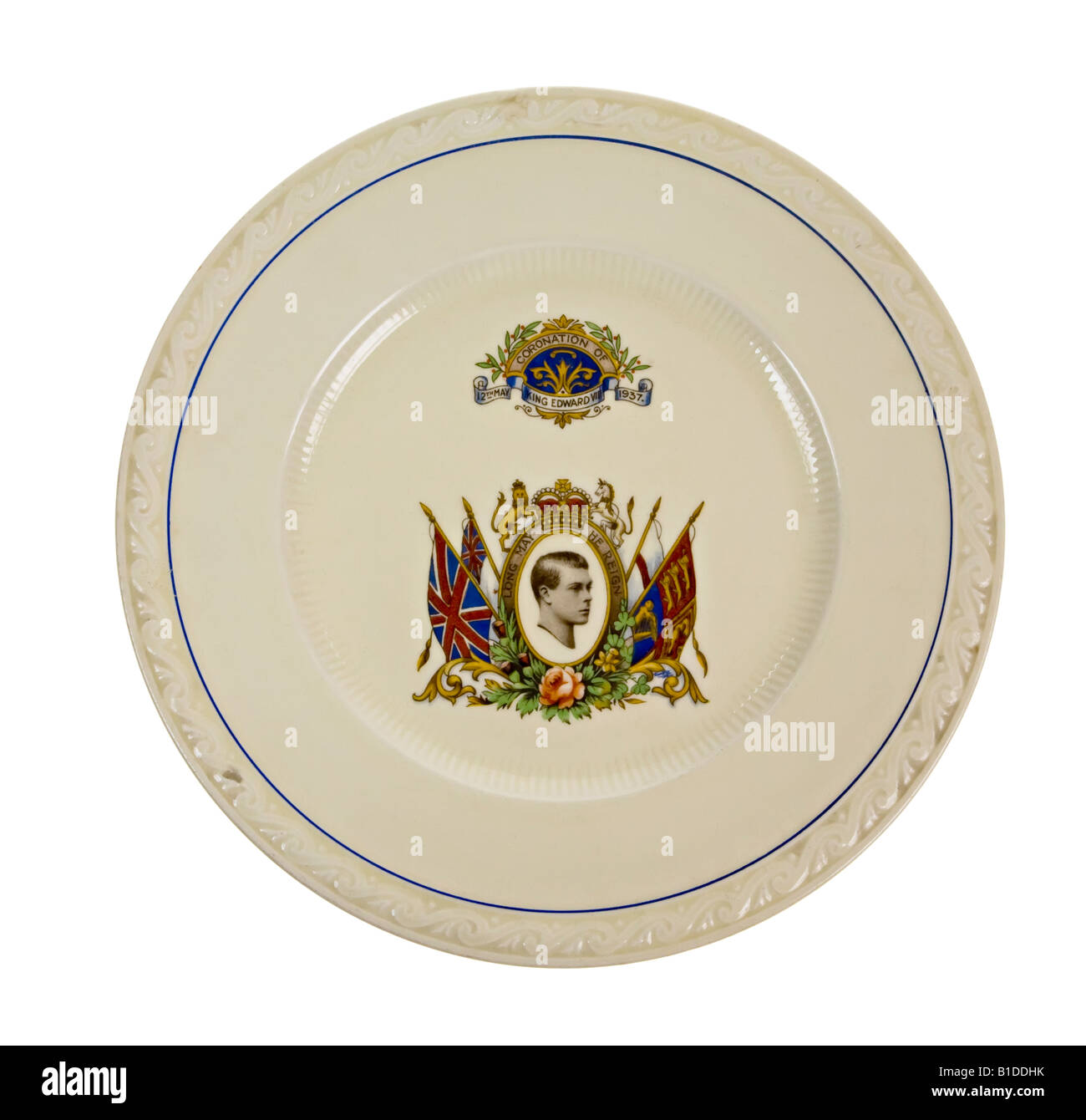 Le roi Édouard VIII commémorative plaque 1937 Coronation Meakin Grande-bretagne Banque D'Images