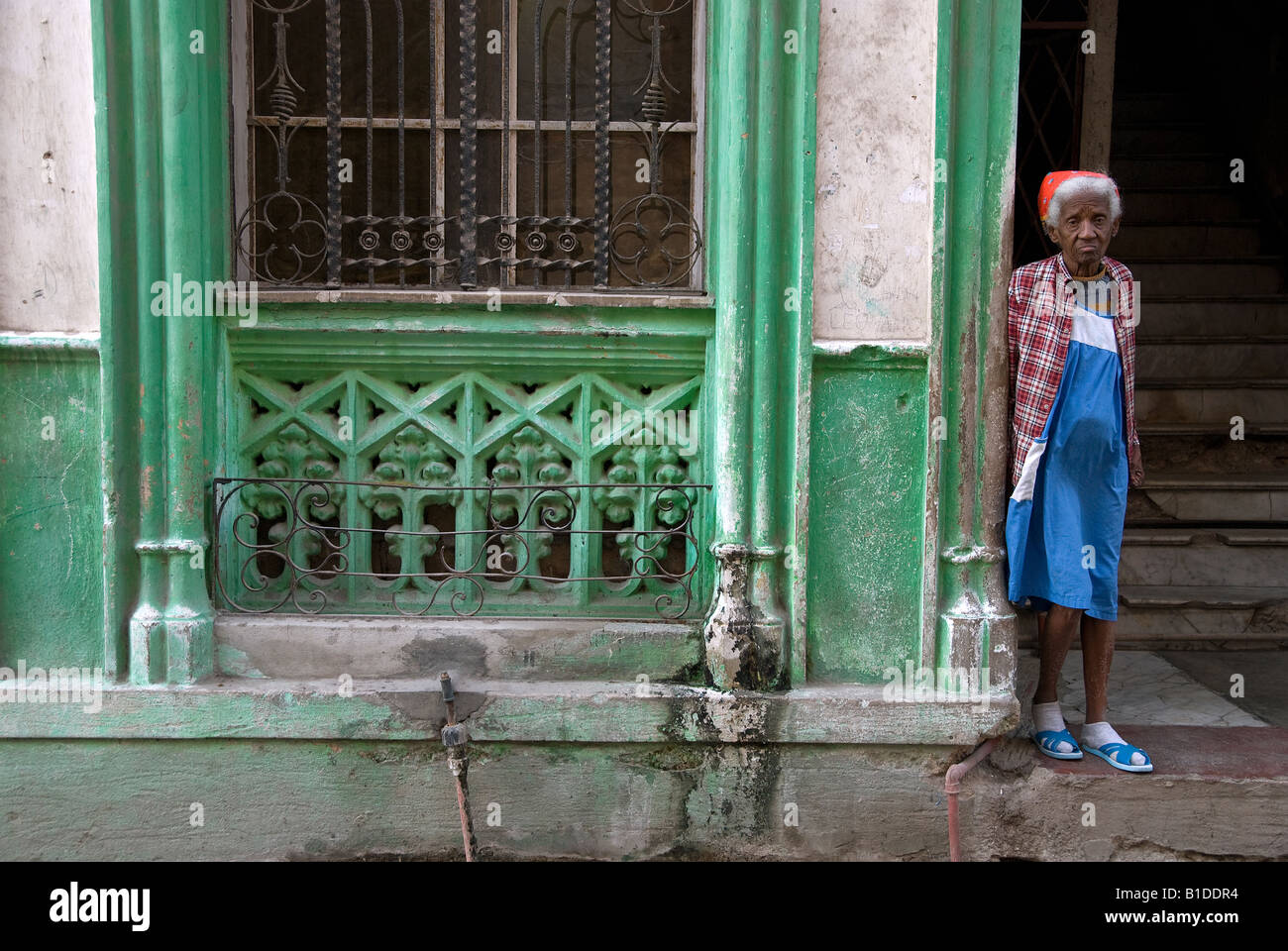 Vieille femme cubaine à Habana Centro Banque D'Images