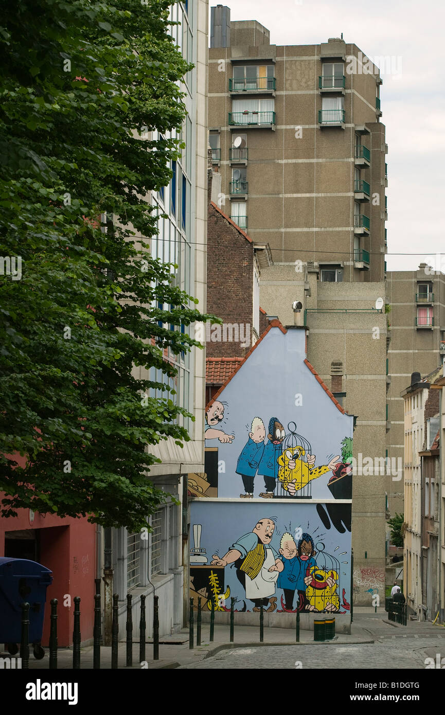 Peinture murale de Tintin à Bruxelles Banque D'Images