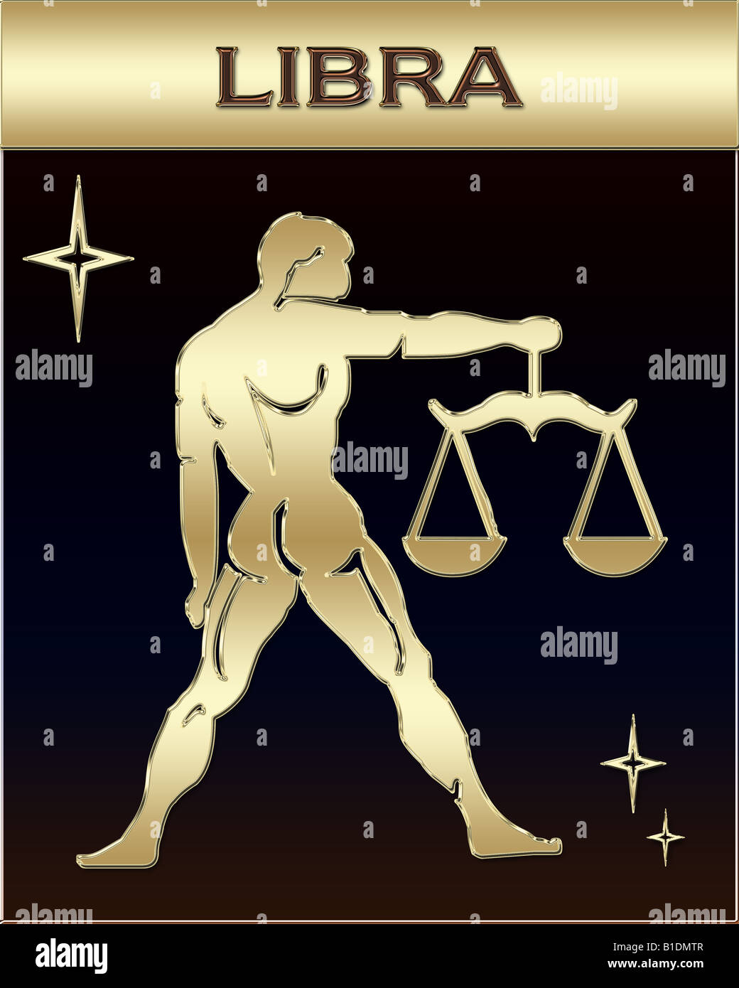 Illustration avec le signe du zodiaque d'or name Banque D'Images