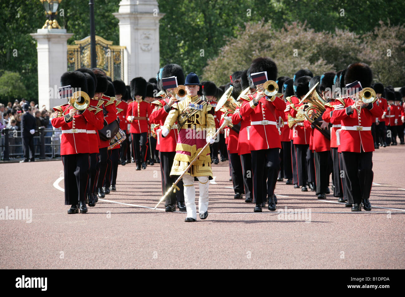 Irish Guards Band Buckingham Palace London parade du 14 juin 2008 Cérémonie de couleur Banque D'Images