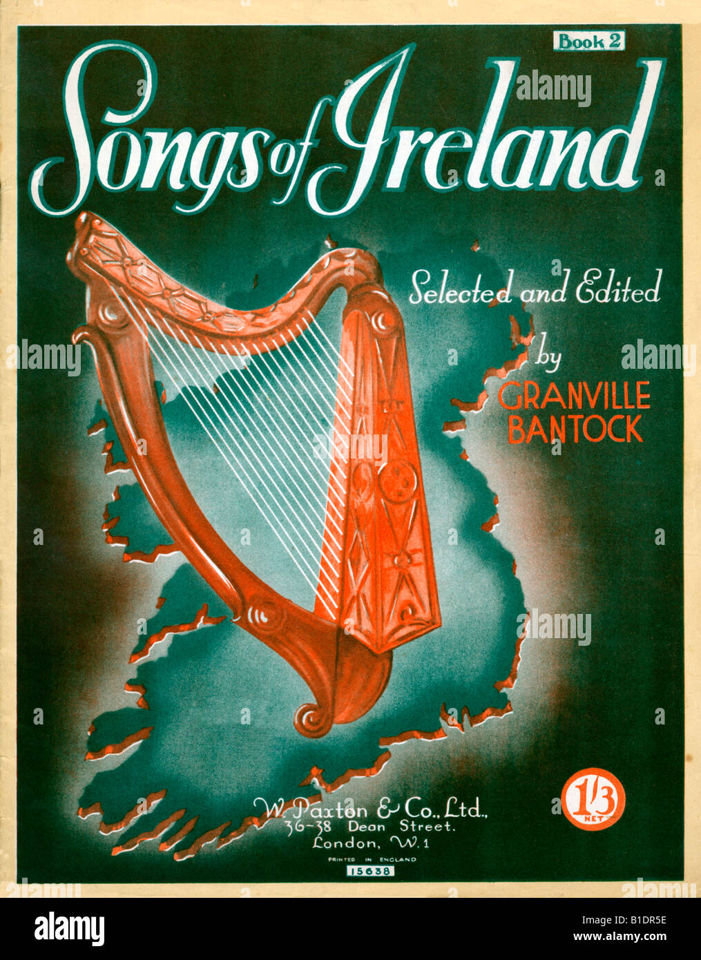 Chansons d'Irlande 1940 feuille de musique pour couvrir une collection des chansons les plus populaires émanant de l'île d'Emeraude Banque D'Images