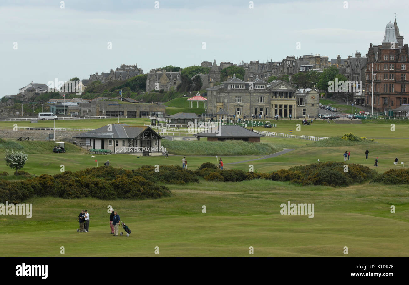 Portrait de l'Old Course et le club de la Royal and Ancient Golf Club de St Andrews Banque D'Images