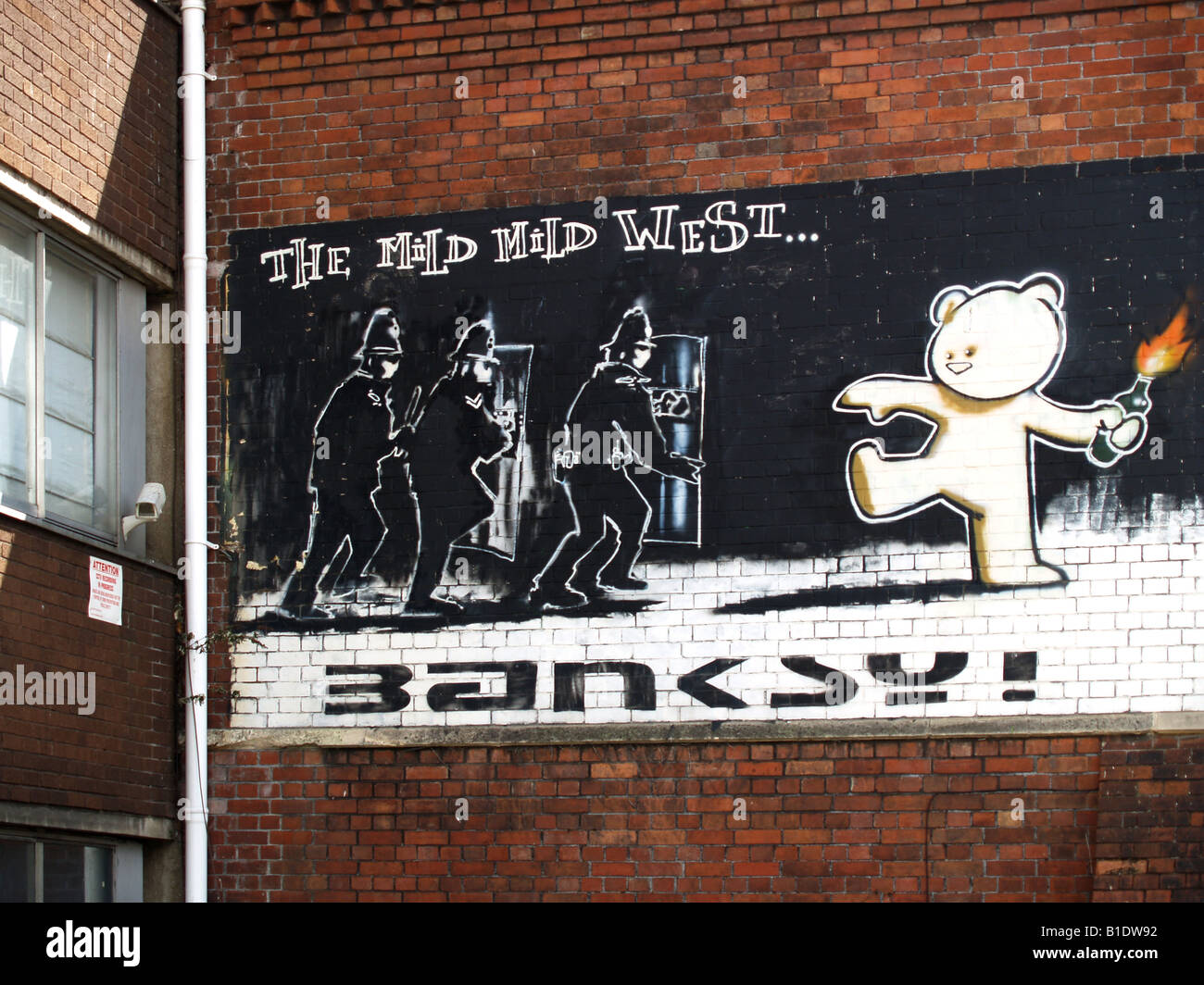 Graffiti Stencil Banksy Bristol England UK Banque D'Images