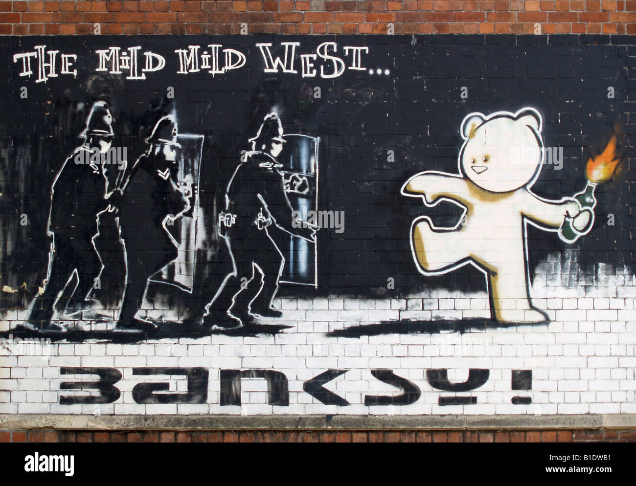 Graffiti Stencil Banksy Bristol England UK Banque D'Images