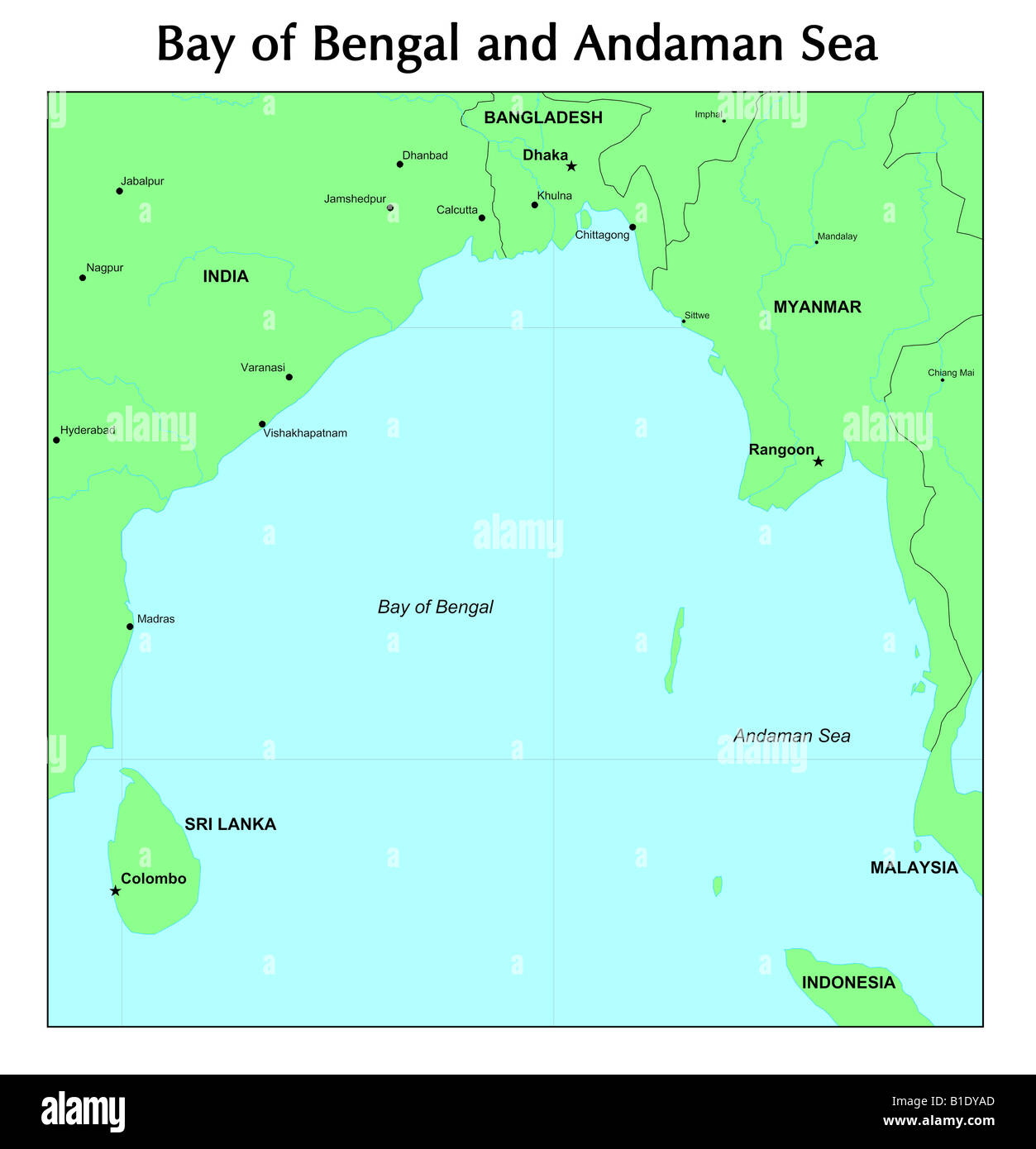 Carte de la mer d’Andaman Banque D'Images