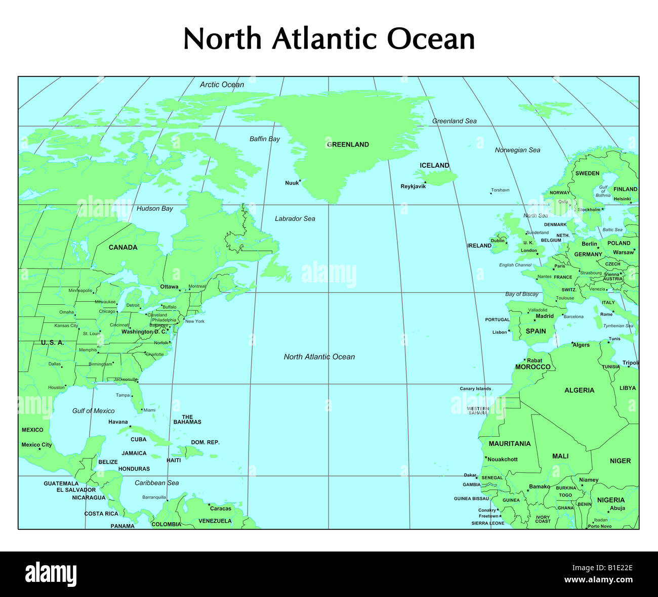 North atlantic ocean map Banque de photographies et d’images à haute résolution - Alamy