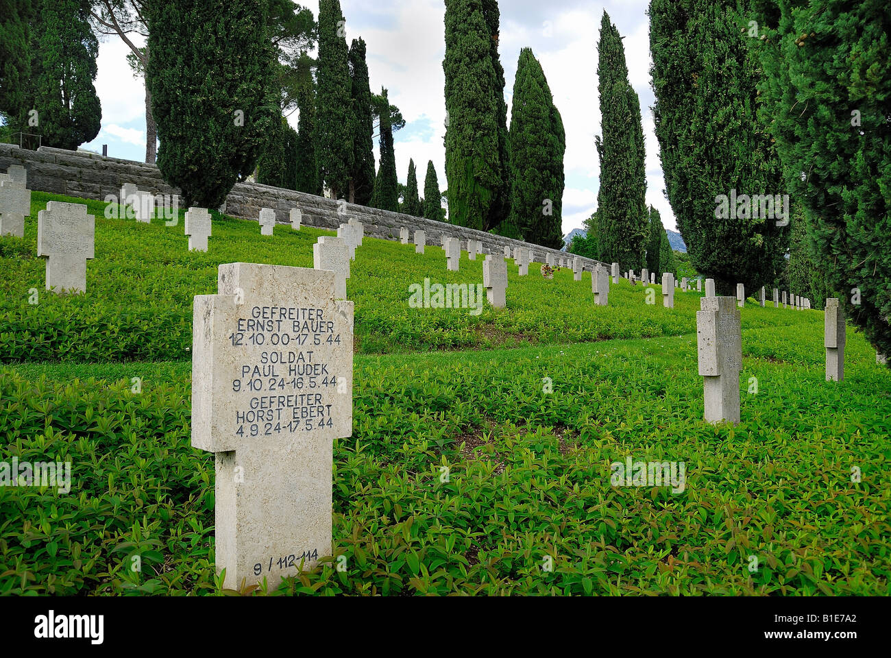Cimetière de guerre allemand de Cassino.Deuxième Guerre mondiale.dans le cimetière reposent 20057 soldats allemands Banque D'Images