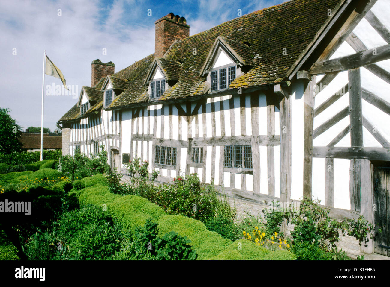 Abbot'S Salford Mary Arden House Stratford sur Avon William Shakespeare noir et blanc de l'architecture à colombages Construction maison Banque D'Images