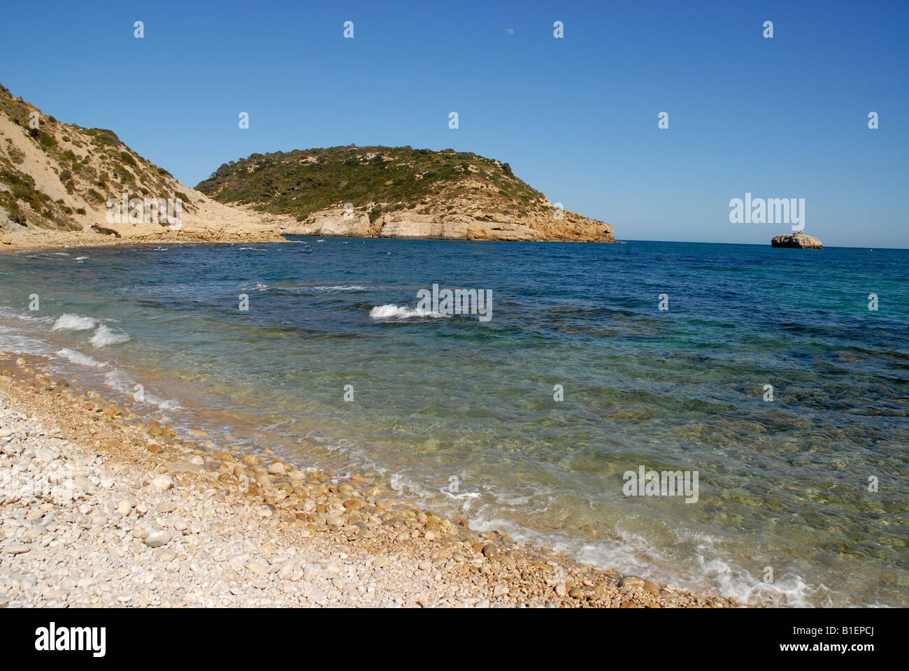 La Barraca beach à l'île de Portichol, Portichiol, Javea / Xabia, Province d'Alicante, Communauté Valencienne, Espagne Banque D'Images