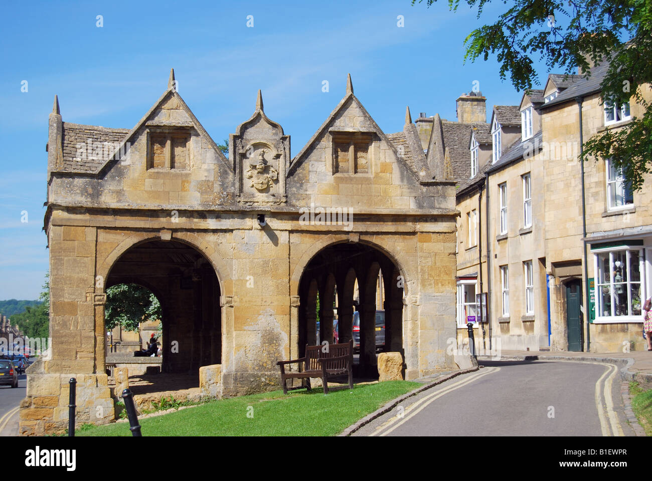Marché médiéval Hall, High Street, Chipping Campden, Cotswolds, Gloucestershire, Angleterre, Royaume-Uni Banque D'Images