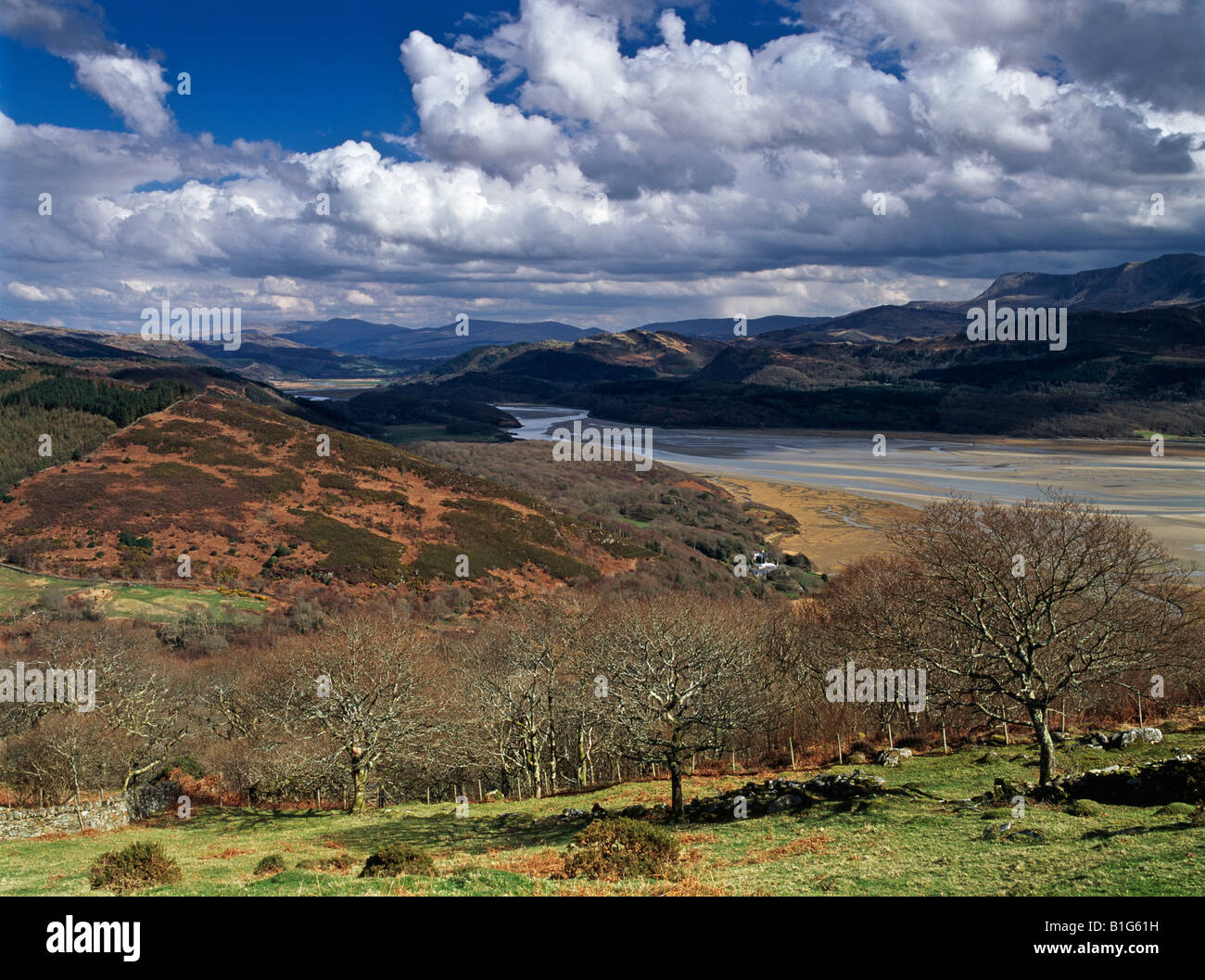 Vue sur l'estuaire de Mawddach vers Cadir Idris Banque D'Images
