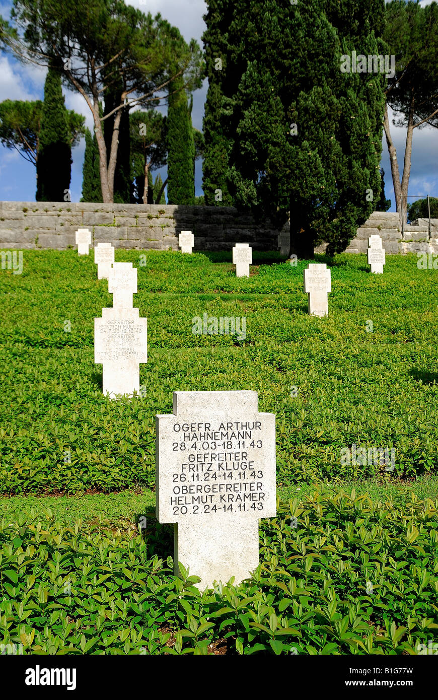 Cimetière de guerre allemand de Cassino.Deuxième Guerre mondiale.dans le cimetière reposent 20057 soldats allemands Banque D'Images